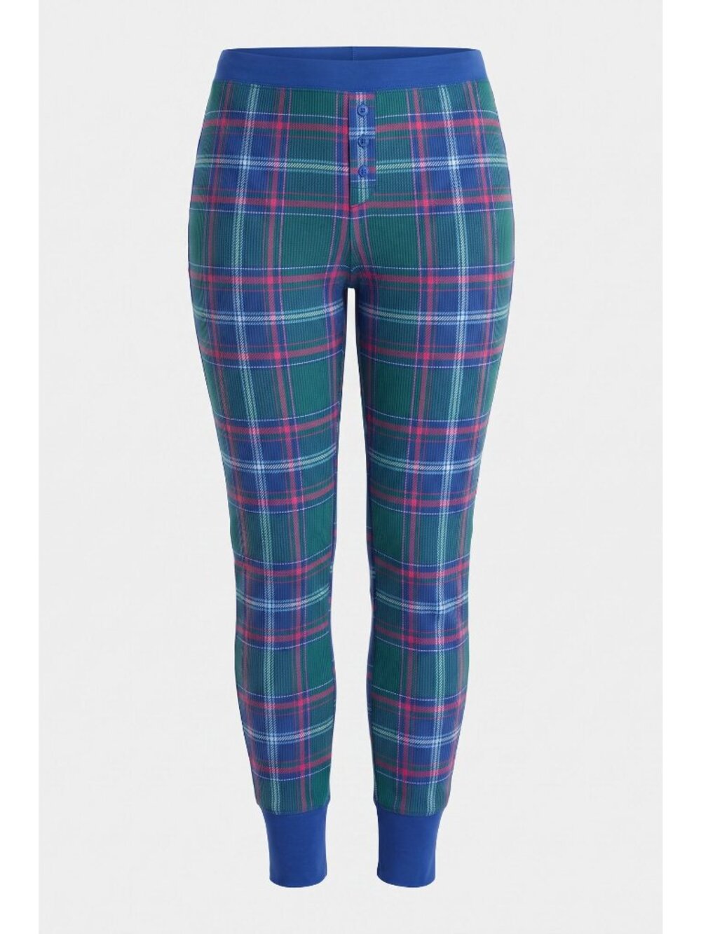 Sonoma Plaid Lounge Jogger Pants Womens Medium Blue Green Elastic Waist NWOT